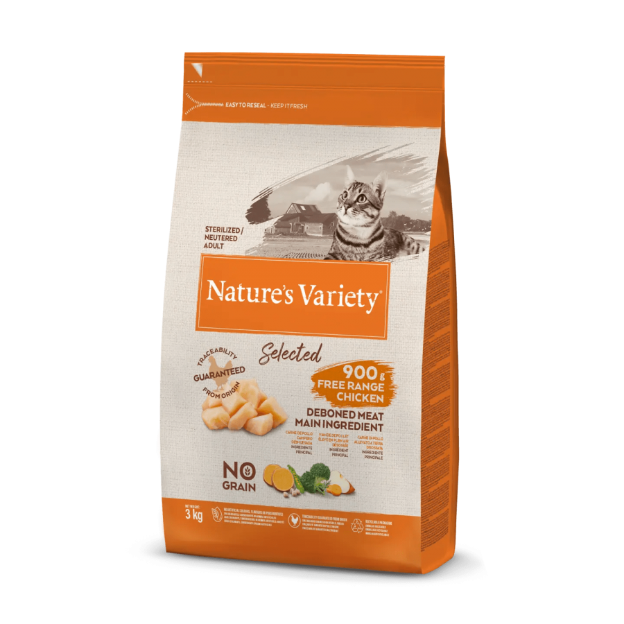 NATURE'S VARIETY SELECTED GATO STERILIZED/NEUTEREDADULTO NO GRAIN FRANGO DO CAMPO - 3KG NATURE'S VARIETY SELECTED GATO STERILIZED/NEUTEREDADULTO NO GRAIN FRANGO DO CAMPO - 3KG