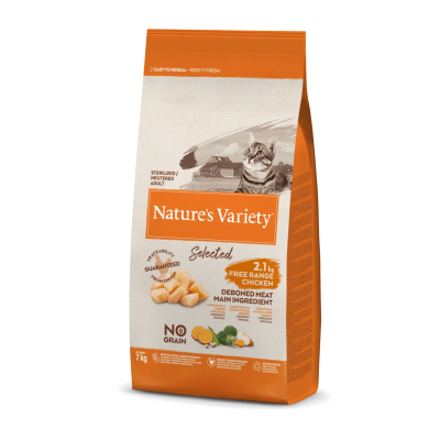 NATURE'S VARIETY SELECTED  GATO  STERILIZED/NEUTEREDADULTO NO GRAIN FRANGO DO CAMPO - 7KG
