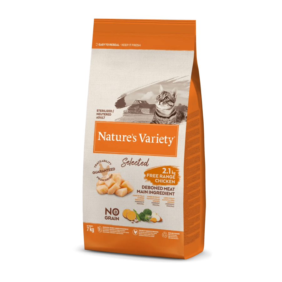 NATURE'S VARIETY SELECTED GATO STERILIZED/NEUTEREDADULTO NO GRAIN FRANGO DO CAMPO - 7KG NATURE'S VARIETY SELECTED GATO STERILIZED/NEUTEREDADULTO NO GRAIN FRANGO DO CAMPO - 7KG