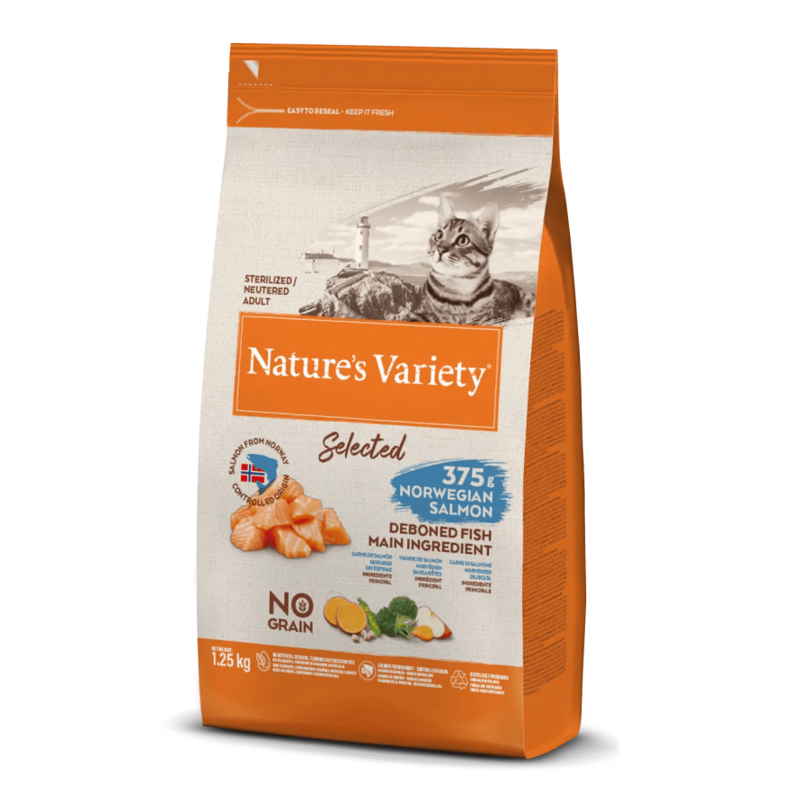NATURE'S VARIETY SELECTED  GATO  STERILIZED/NEUTEREDADULTO NO GRAIN SALMÃO DA NORUEGA - 1,25KG