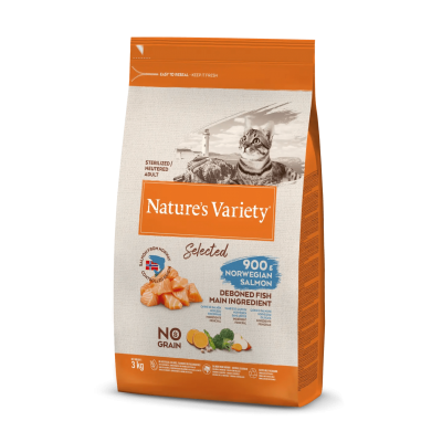 NATURE'S VARIETY SELECTED  GATO  STERILIZED/NEUTEREDADULTO NO GRAIN SALMÃO DA NORUEGA - 3KG