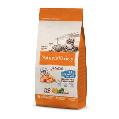 NATURE'S VARIETY SELECTED  GATO  STERILIZED/NEUTEREDADULTO NO GRAIN SALMÃO DA NORUEGA - 7KG