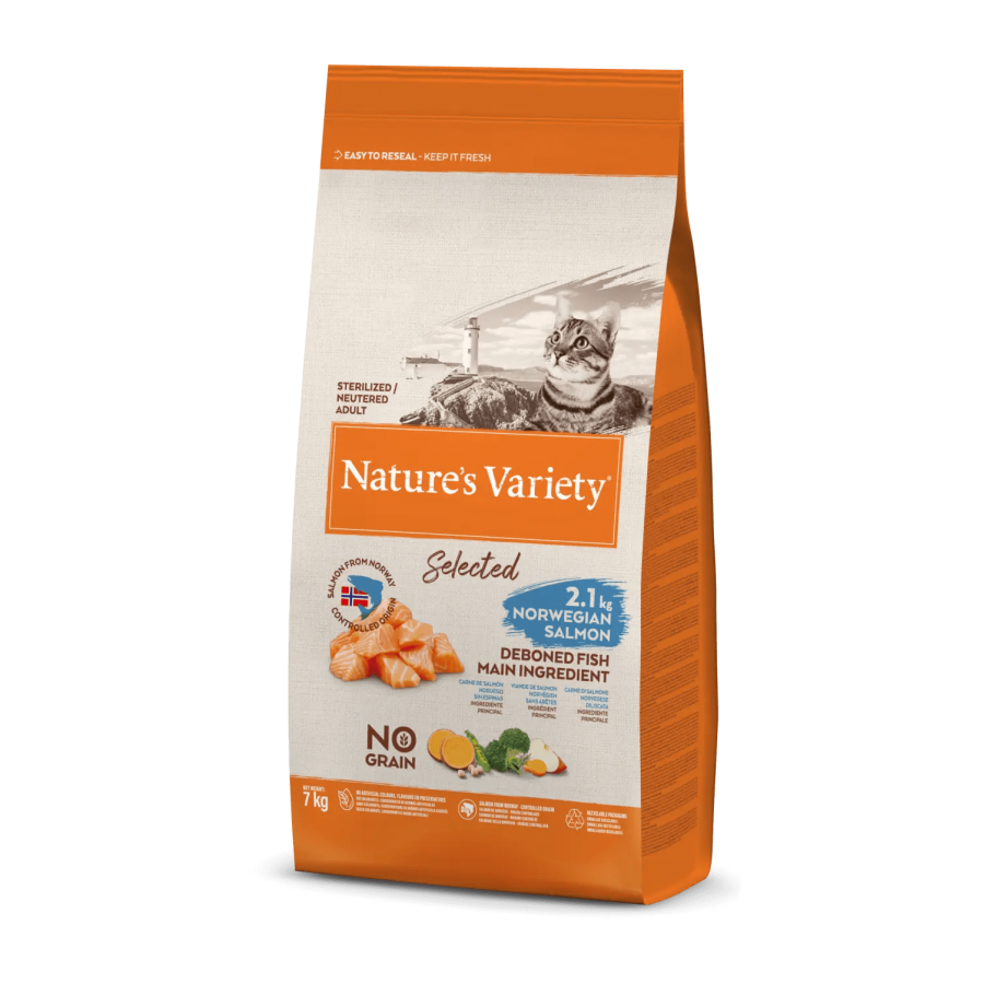 NATURE'S VARIETY SELECTED GATO STERILIZED/NEUTEREDADULTO NO GRAIN SALMÃO DA NORUEGA - 7KG NATURE'S VARIETY SELECTED GATO STERILIZED/NEUTEREDADULTO NO GRAIN SALMÃO DA NORUEGA - 7KG