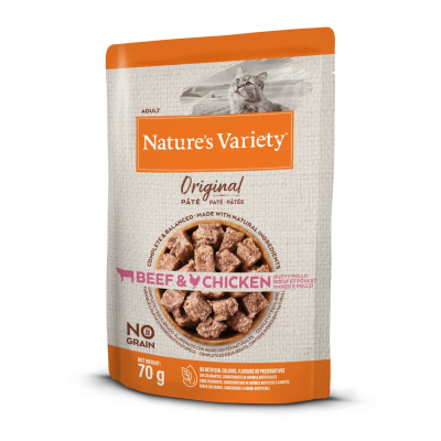 NATURE'S VARIETY ORIGINAL GATO WET NO GRAIN VACA E FRANGO (12X70G)