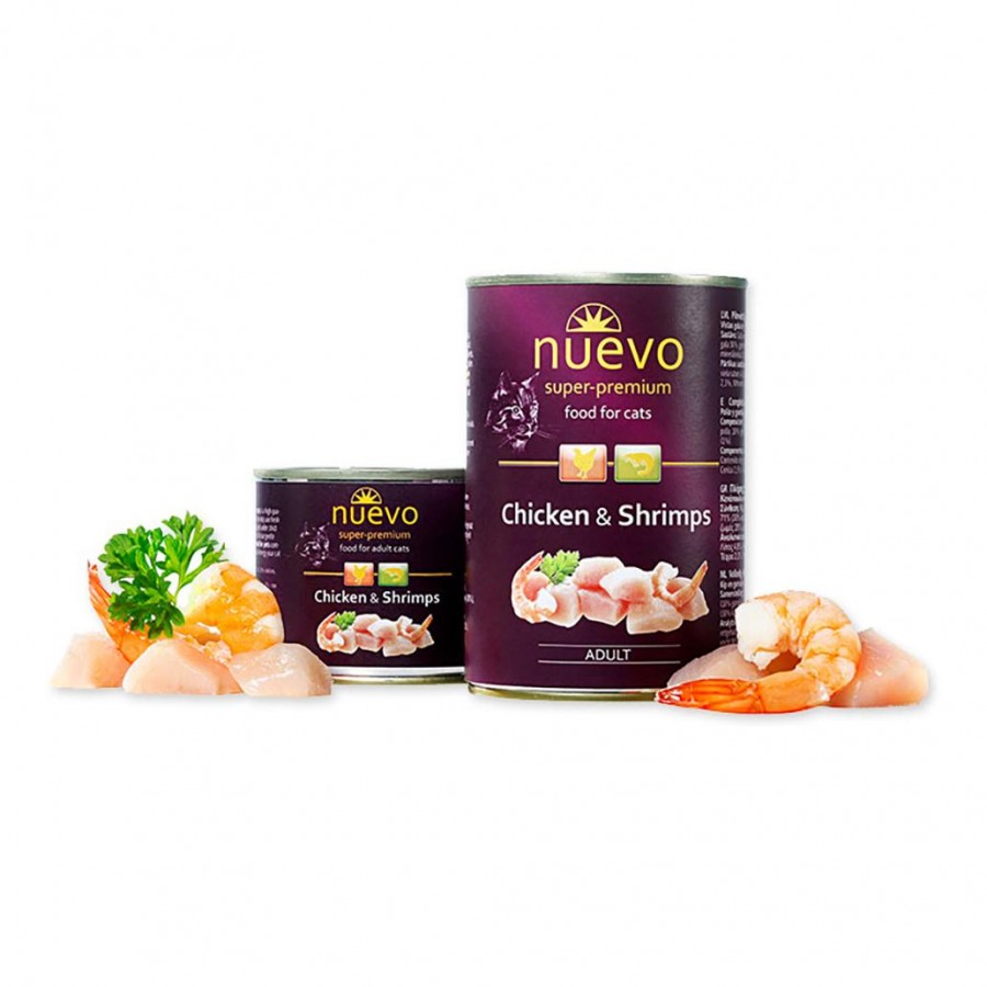 NUEVO  GATO ADULTO WET FRANGO CAMARÃO - LATA 400G