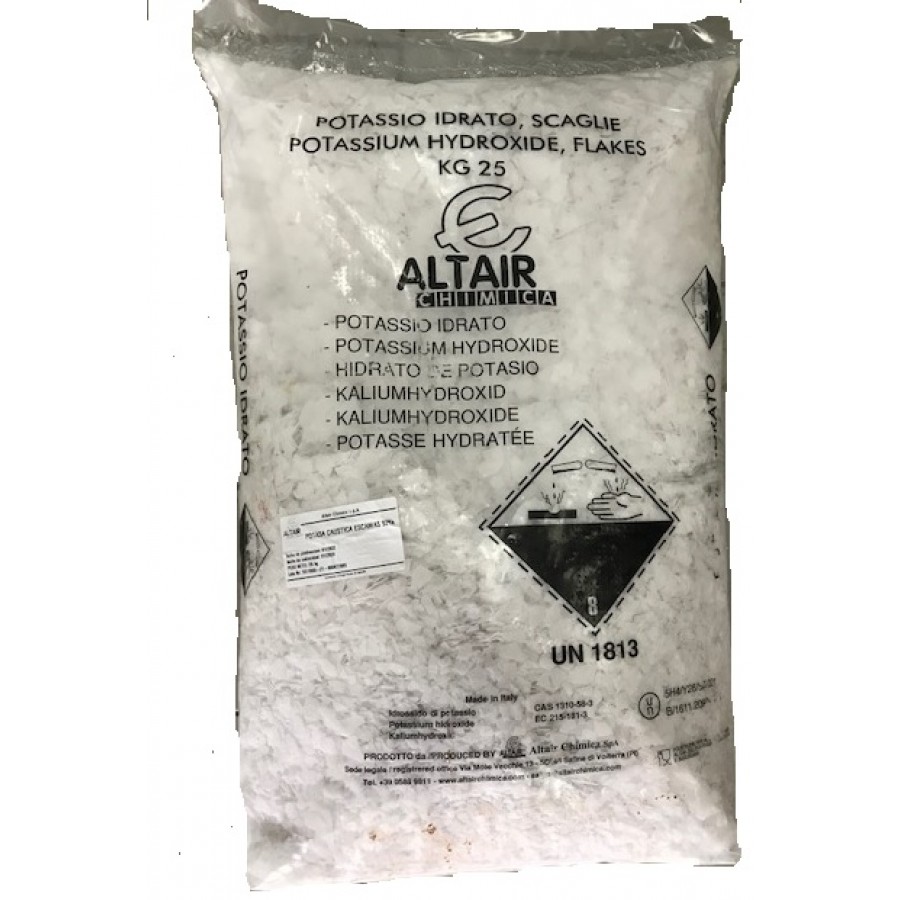 HIDROXIDO DE POTASSIO SOLIDO 90% - SC 25 KILOS HIDROXIDO DE POTASSIO SOLIDO 90% - SC 25 KILOS