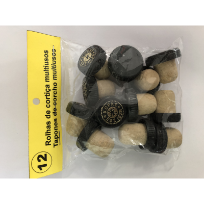ROLHAS DE CORTIÇA MULTIUSOS PRETA DE GARRAFA - PACK 12