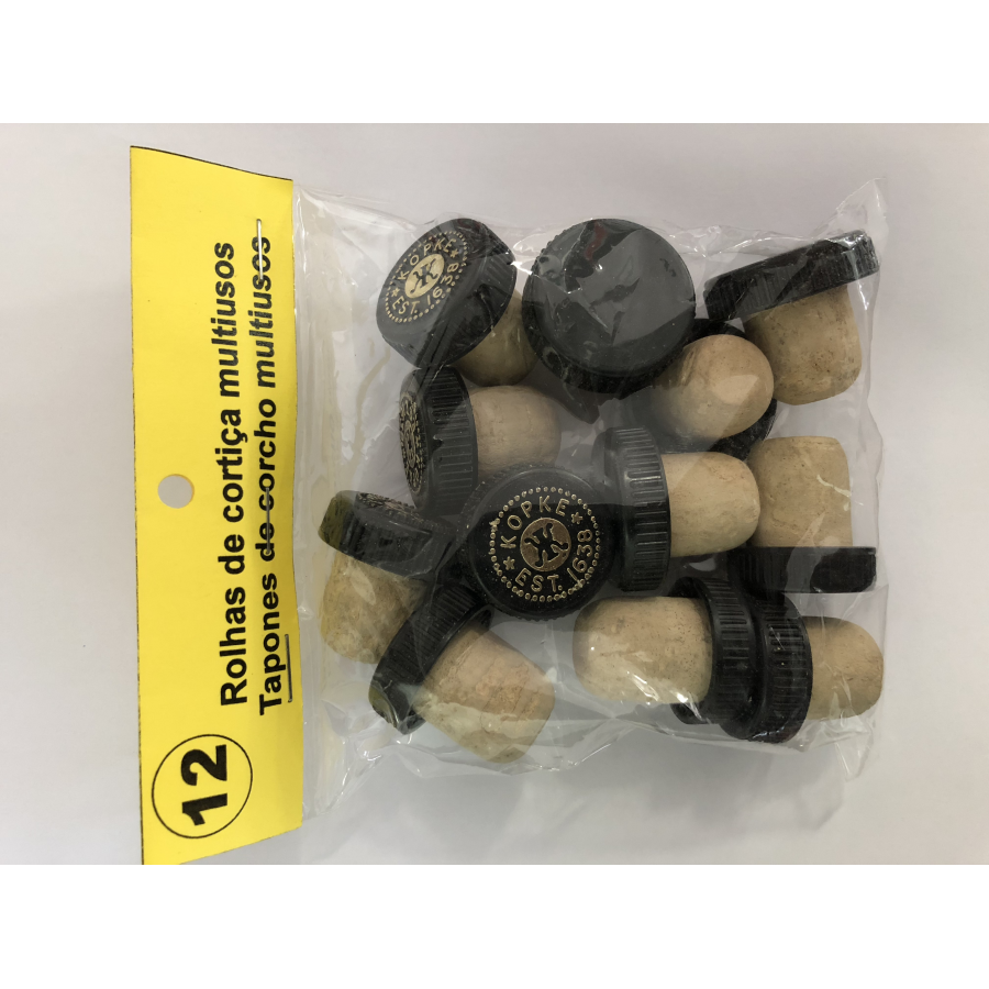 ROLHAS DE CORTIÇA MULTIUSOS PRETA DE GARRAFA - PACK 12 ROLHAS DE CORTIÇA MULTIUSOS PRETA DE GARRAFA - PACK 12