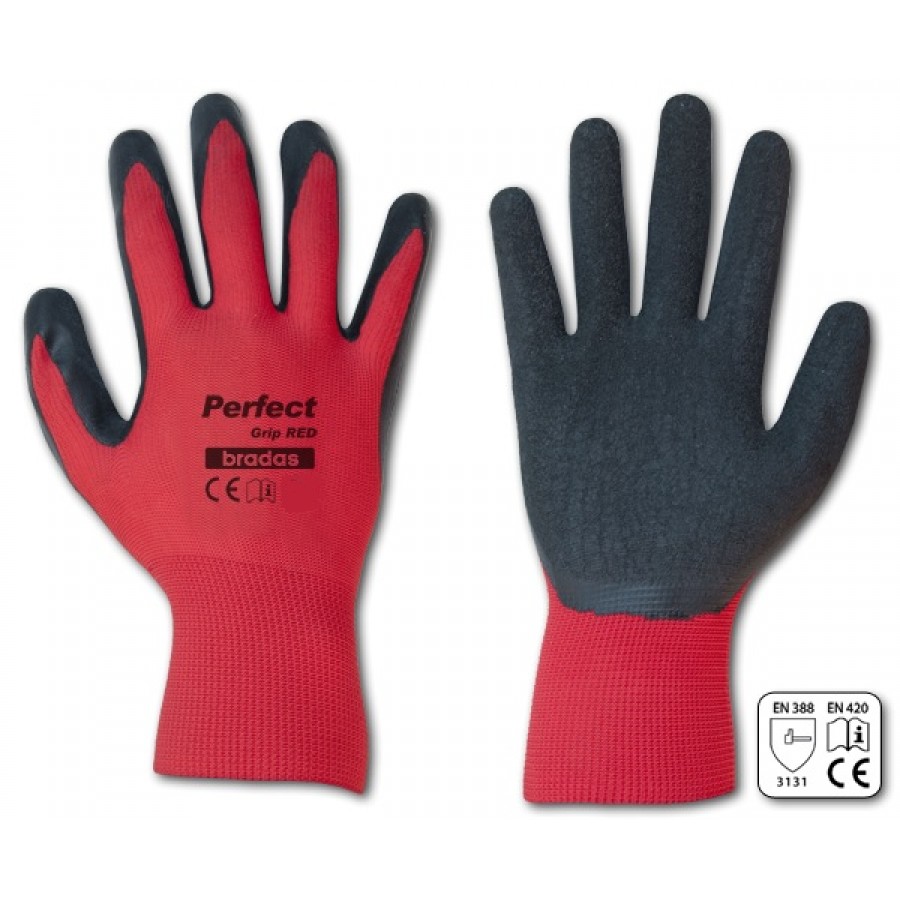 BRADAS LUVAS PERFECT GRIP RED LATEX Nº 10