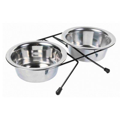 TRIXIE SUPORTE DUPLO C/ 2 COMEDOUROS EM INOX 0.2LT