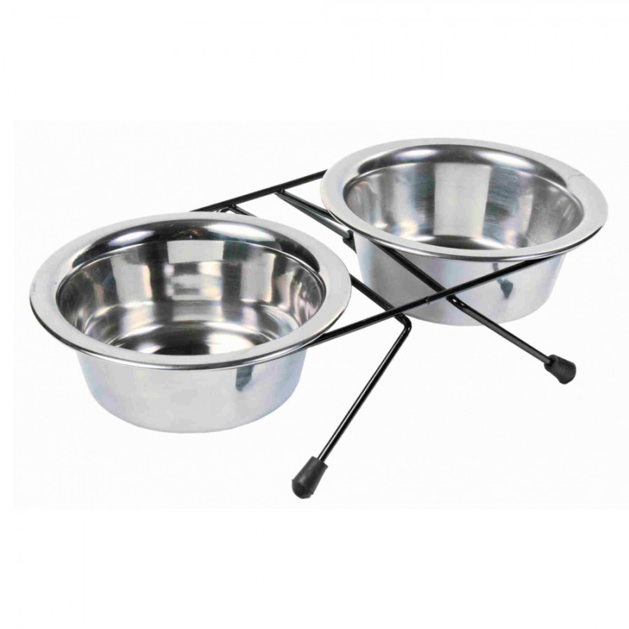 TRIXIE SUPORTE DUPLO C/ 2 COMEDOUROS EM INOX 1.8 LT