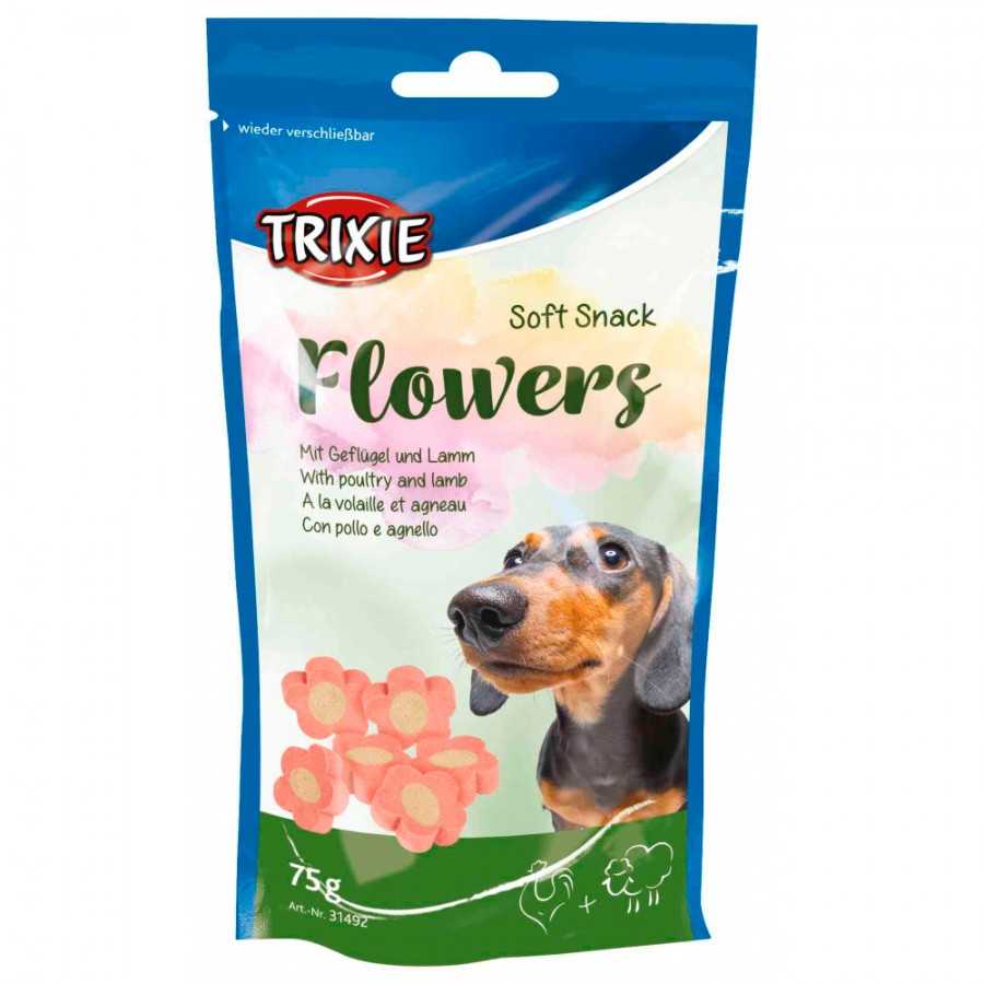 TRIXIE FLOWERS SNACKS C/CORDEIRO E FRANGO - 75 GR TRIXIE FLOWERS SNACKS C/CORDEIRO E FRANGO - 75 GR