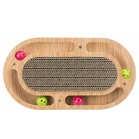 ARRANHADOR EM CARTÃO/MADEIRA COM BRINQUEDOS E CATNIP - ARRANHADOR COMPLETO