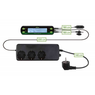 TERMOSTATO/HIGROSTATO DIGITAL PARA TERRÁRIO E AQUÁRIO COM 3 CIRCUITOS