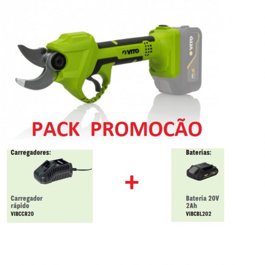VITO TESOURA DE PODA ELECTRICA BRUSHLESS 20V + BATERIA 2AH + CARREGADOR RAPIDO 20V